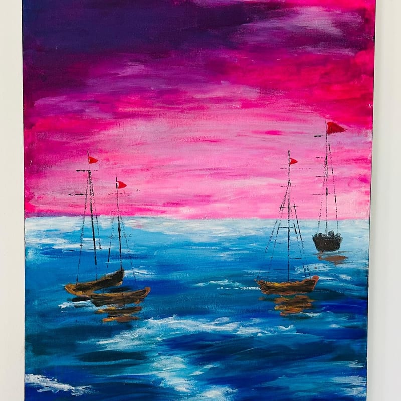 Sailboats at sunset — Sampath Arts
